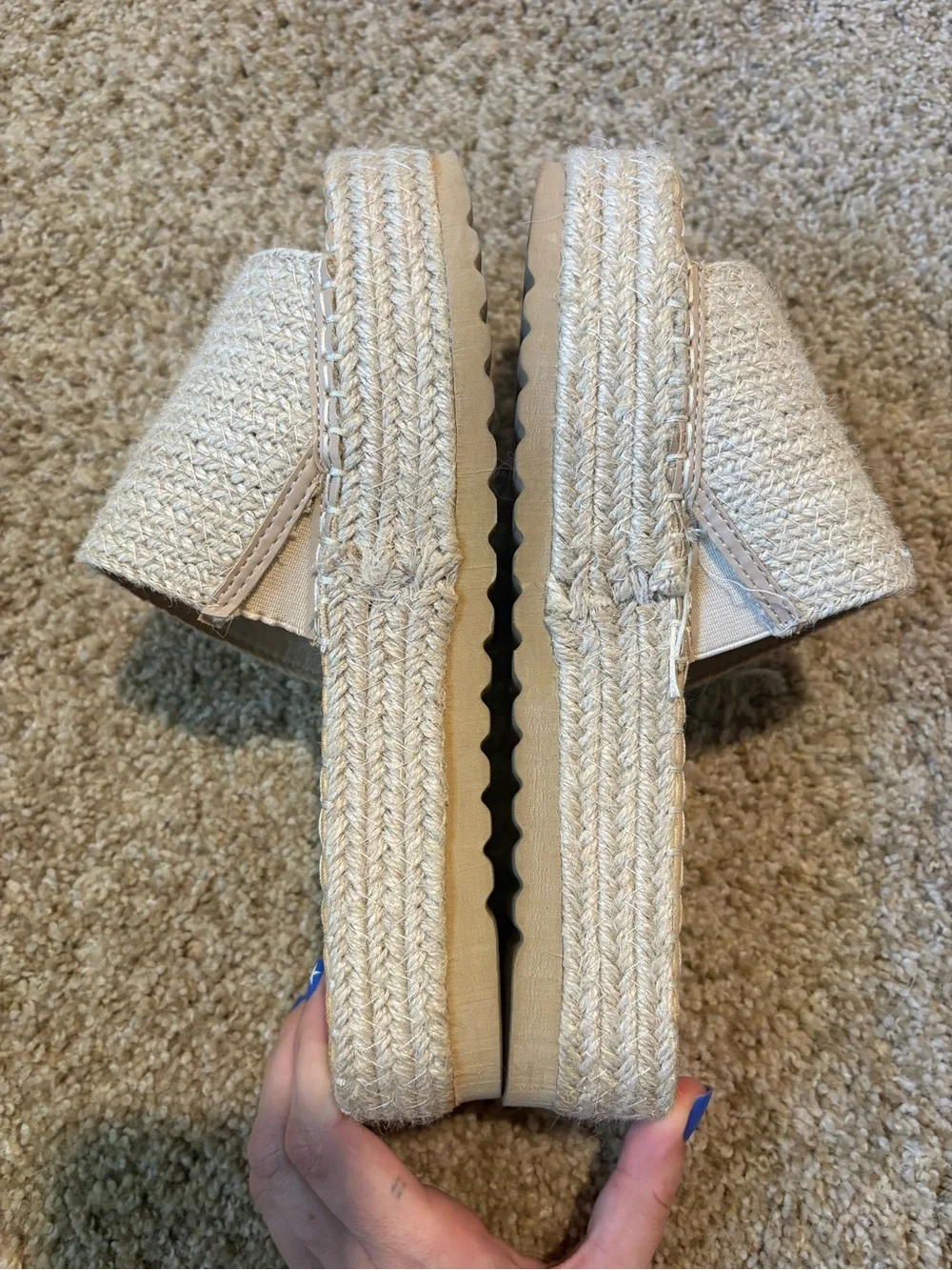 T.J.Maxx Beige Woven Platform Slide Sandals